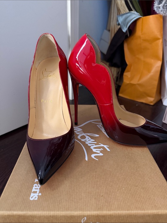 Christian Louboutin Shoes - Christian Louboutin Red to Burgundy Patent Ombre Pointed Stiletto Pumps